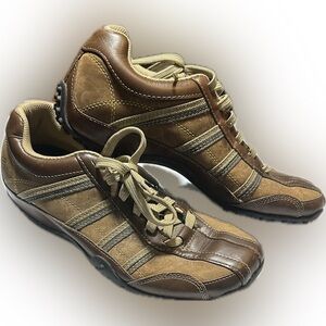 Skechers Men’s Brown Leather Sneakers Size 9 — Retro Casual Style